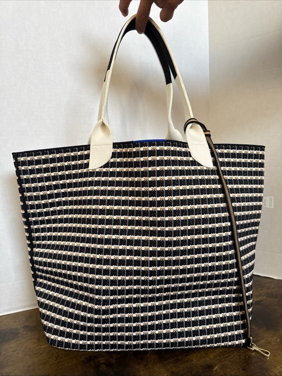 Rothy's Handbags - Rothy's The Lightweight Reversible Tote Checkered Black Cream Tan RARE New Tags